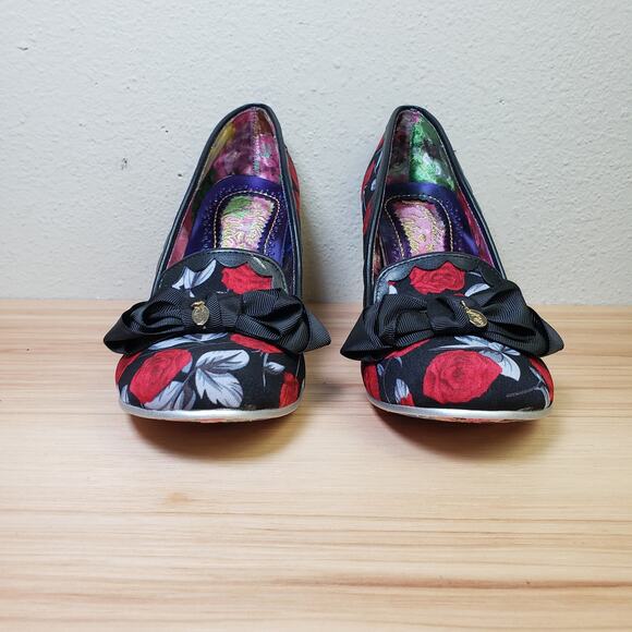 Irregular Choice Black and Red Floral Heels - Picture 2 of 12